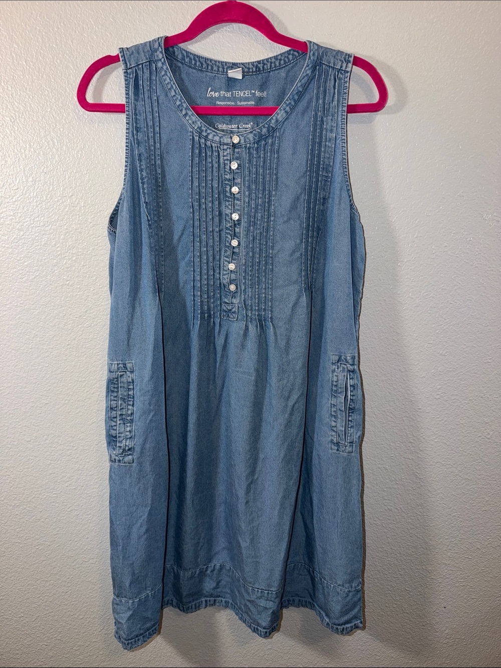 Coldwater Creek Sleeveless Tencel  Midi Dress in Light Blue